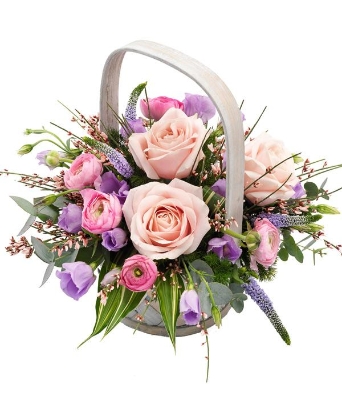 pale pink and lilac basket