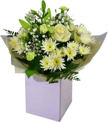 Snowfall (florist choice in all white flowers for christmas)